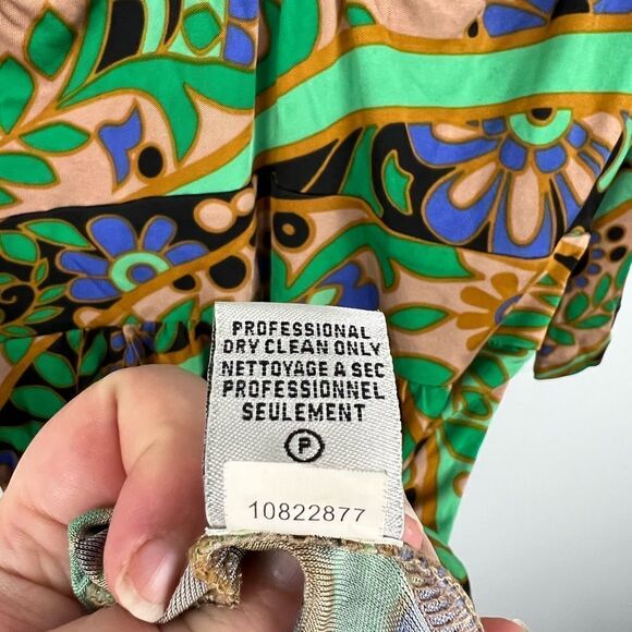 Tibi New York Green Pattern Silk Blend 3/4 Sleeve Dress - Picture 6 of 6